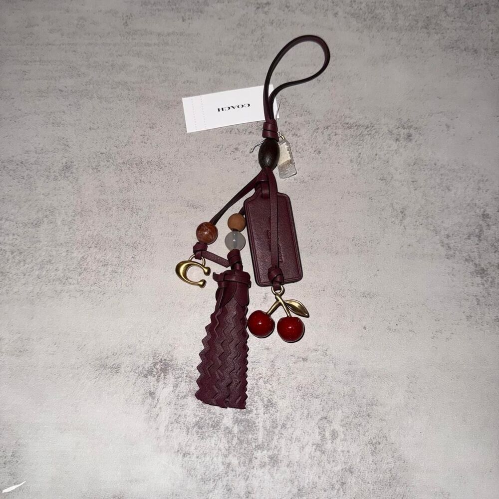 Coach Merlot cherry cluster heritage keychain